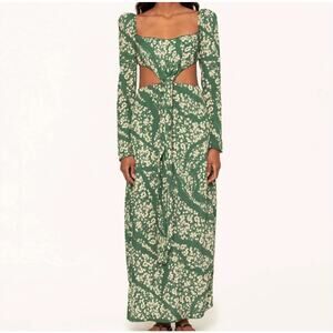 Agua by Agua Bendita Cuarzo Astro Esmeralda Maxi Dress sz XS green cutout floral